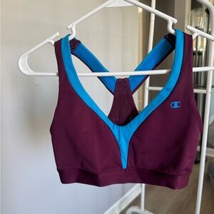 Champion Maroon Sports Bra with Teal Trim